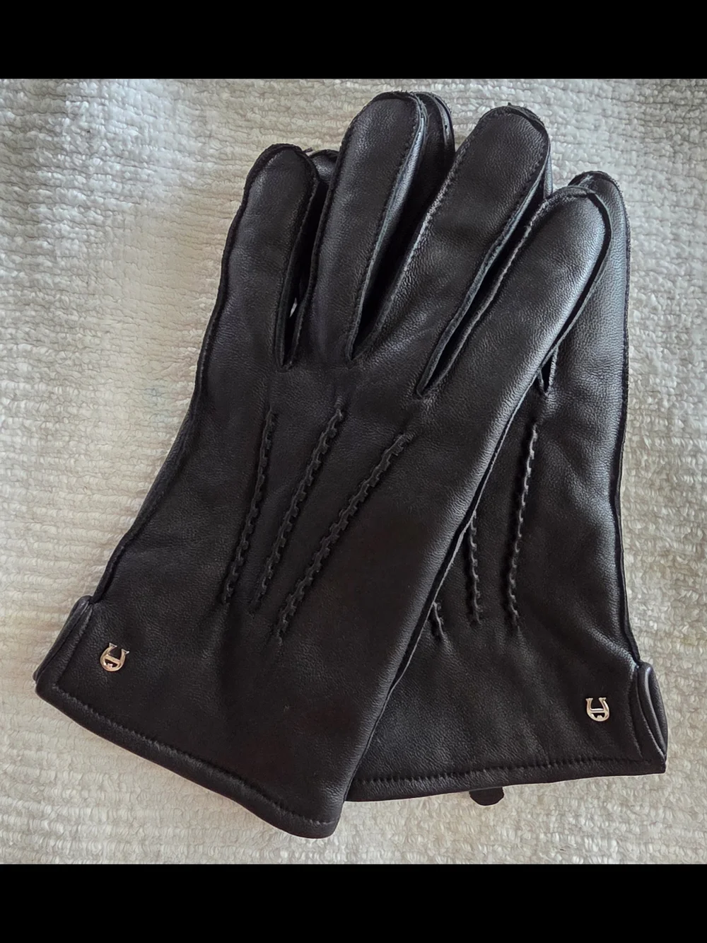 Etienne Aigner Black Leather Men's Gloves with Subtle Logo